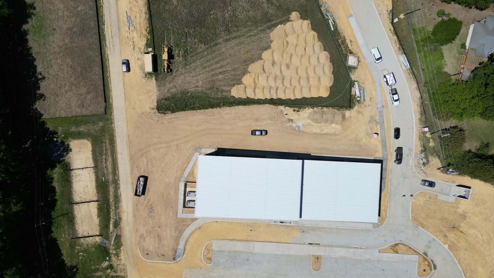 Top-down roof and paved lot